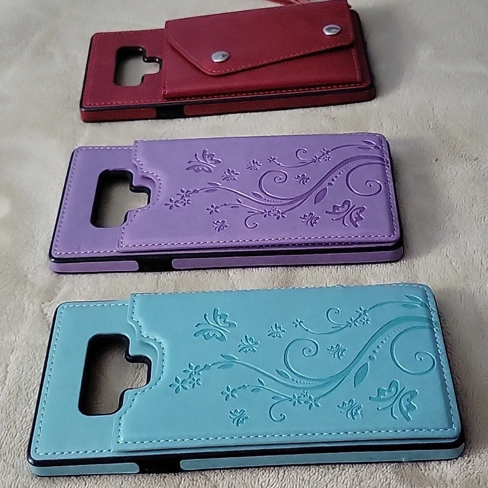 Set of 3 Faux Leather Wallet Phone Cases Compatible with Samsung Galaxy Note 9
